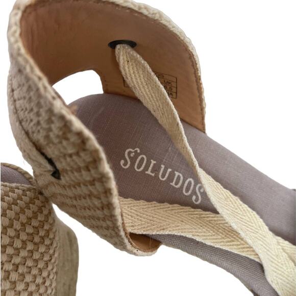 Soludos Marseille Wedge Ankle Tie Beige Neutral Linen Spain Size 8.5 - Picture 8 of 9